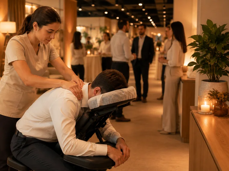 Kurumsal masaj ve etkinlik masajı — iş yerinde chair massage